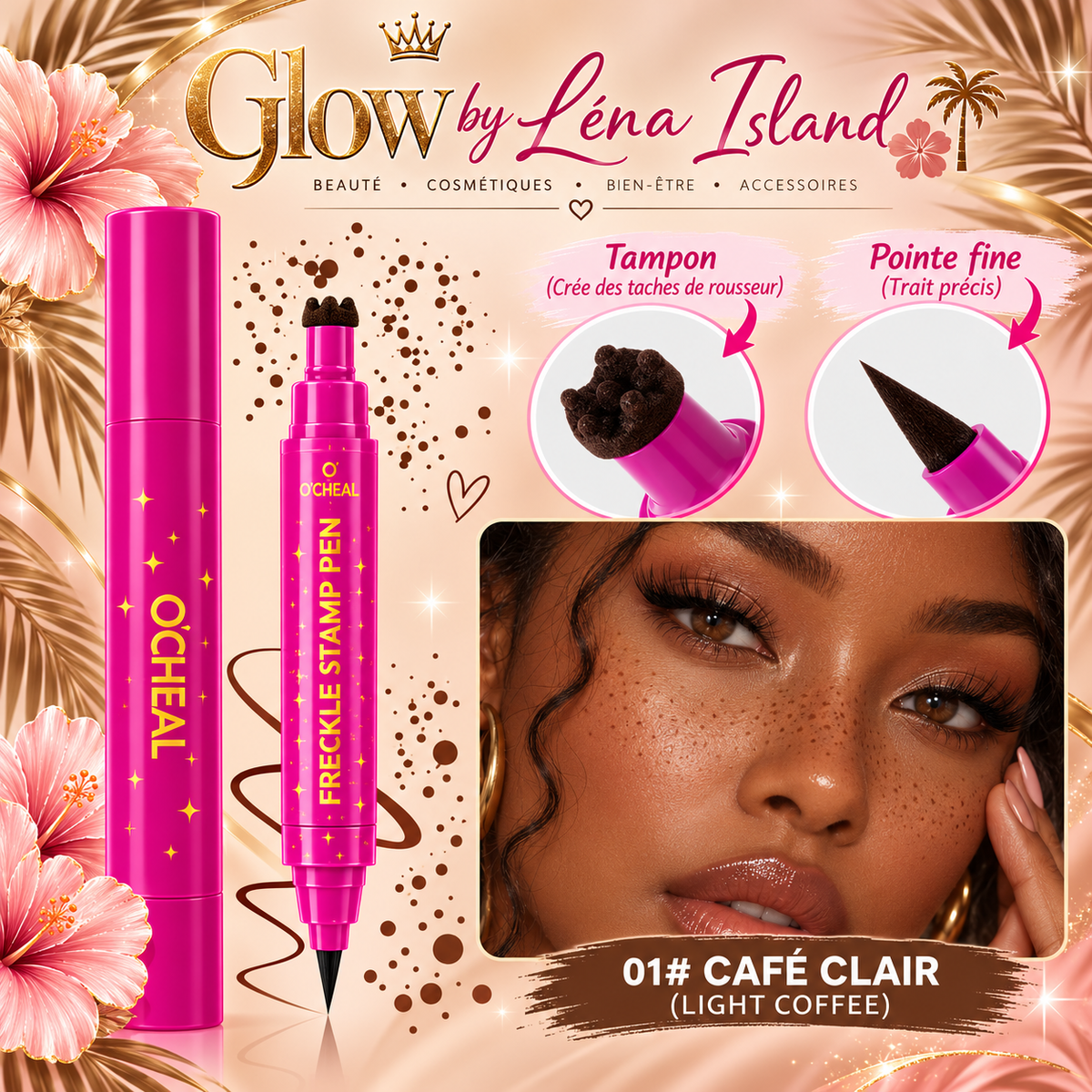 ✨Stylo à Taches de Rousseur Double Embout – Effet Naturel & Waterproof 🧸🤎