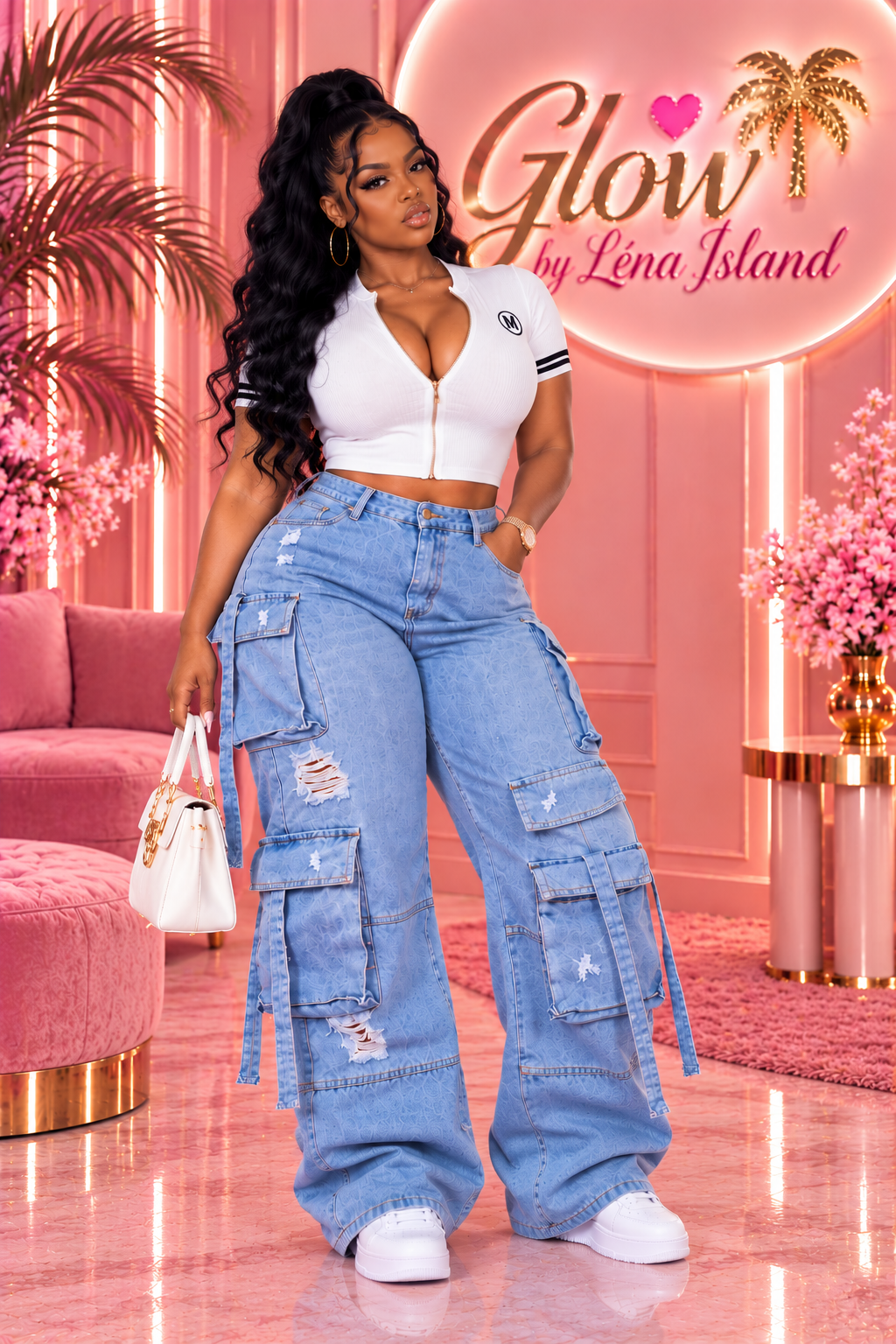 👖💙 Jean Cargo Femme Taille Haute – Style Streetwear & Tendance ✨🦋