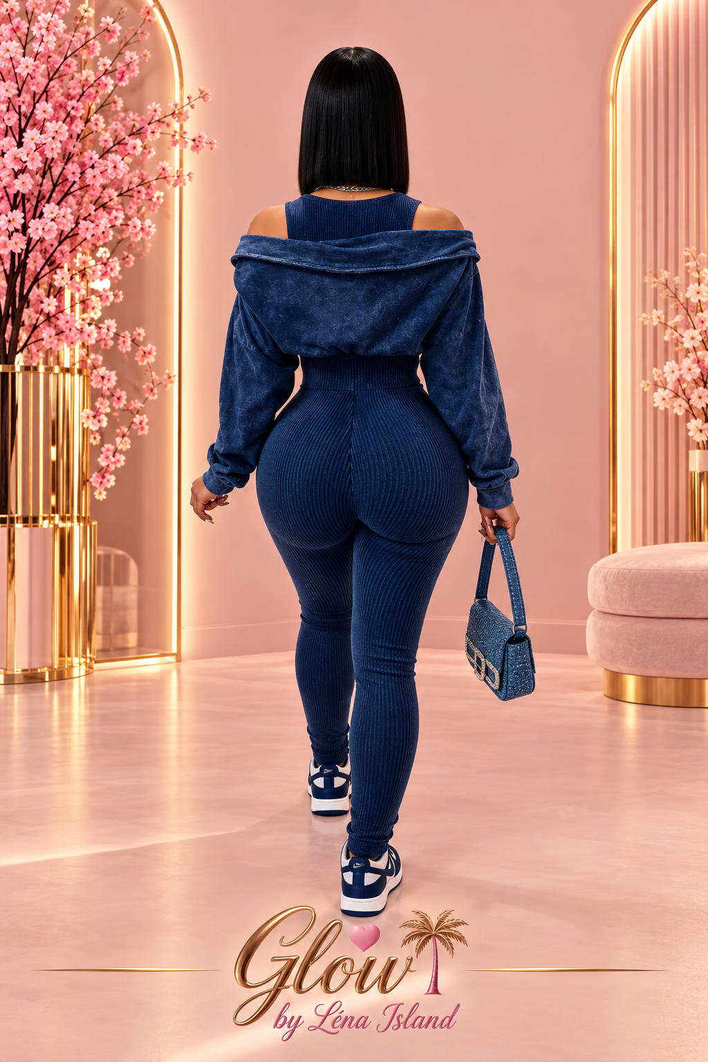 🖤💙 Combinaison Moto Biker Femme en Maille Côtelée – Style Streetwear & Sexy ✨
