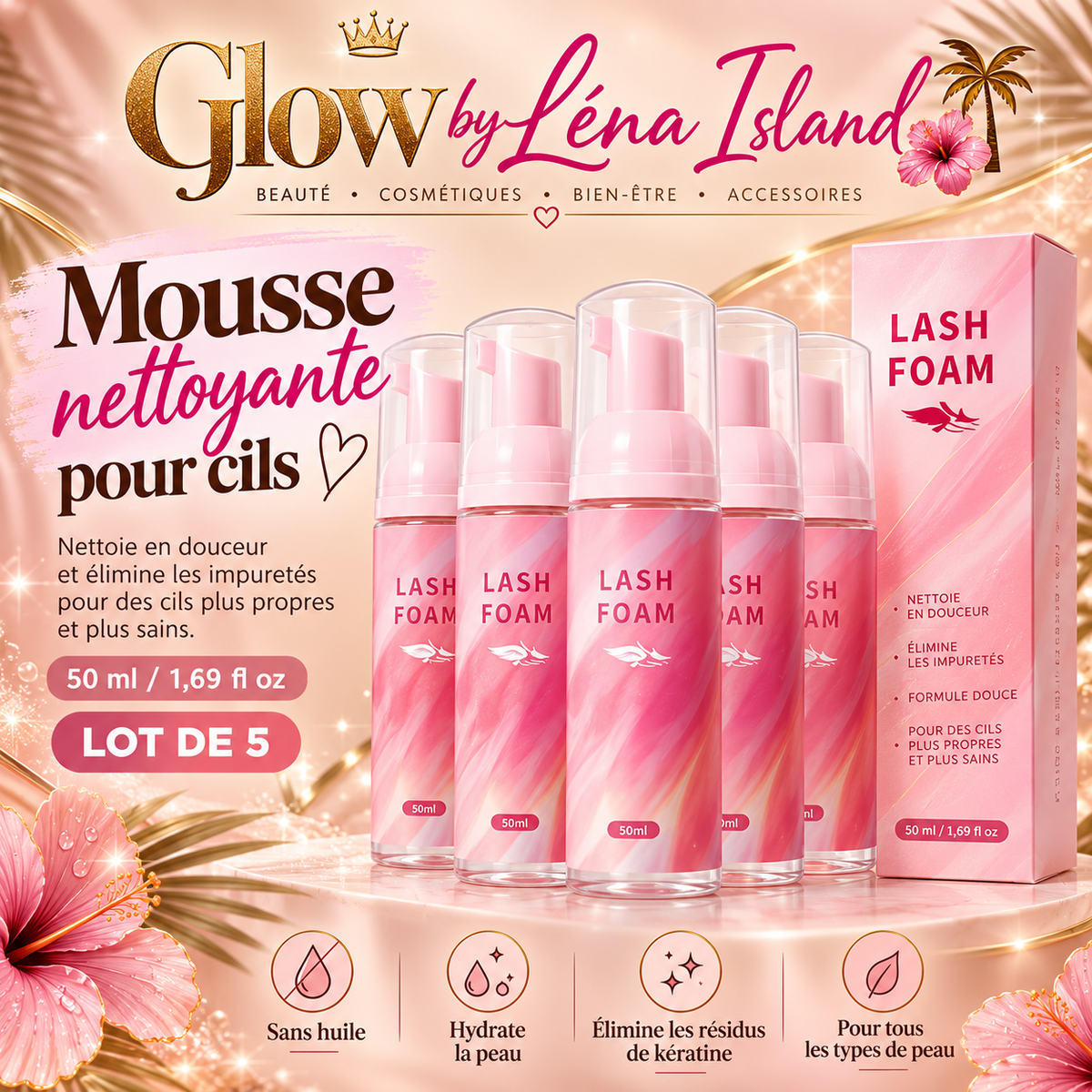 🫧💕Mousse Nettoyante pour Extensions de Cils – Shampooing Doux 50 ml ✨👁️