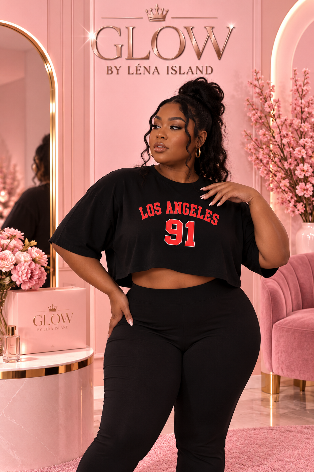 🦋 T-shirt Crop Top Sport Femme « 91 » ❤️🖤