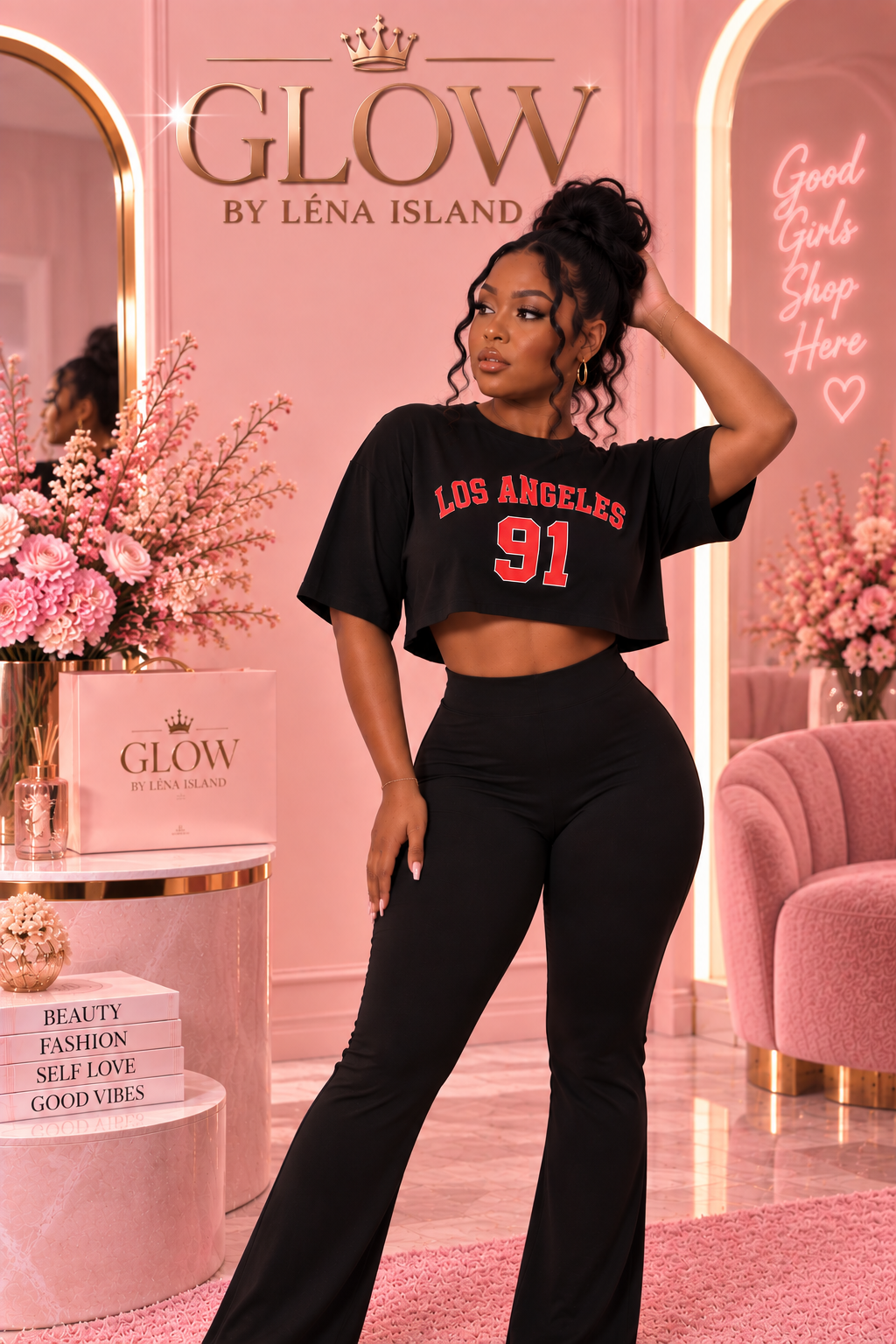 🦋 T-shirt Crop Top Sport Femme « 91 » ❤️🖤