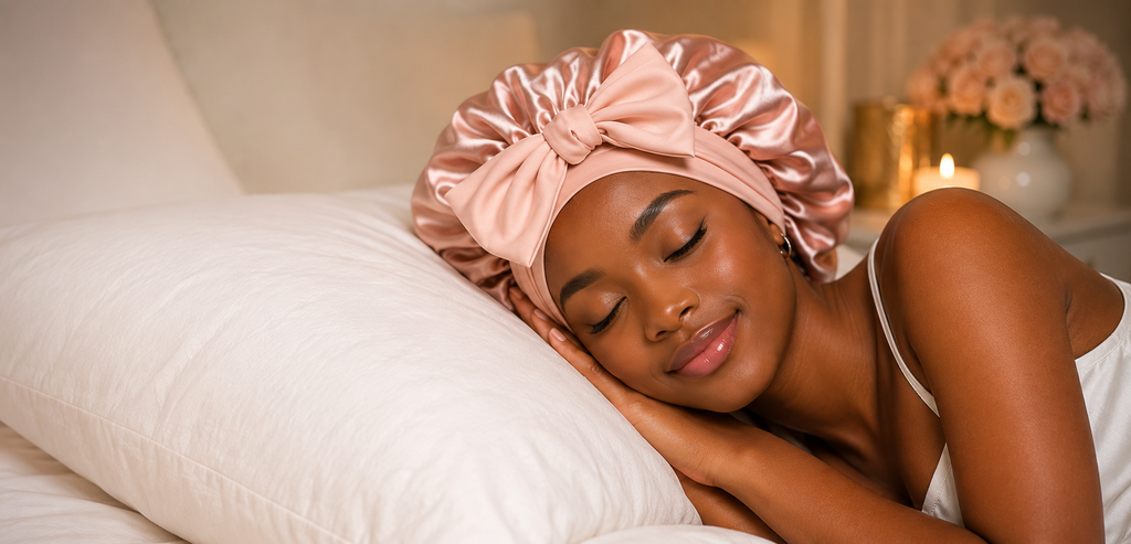 🌸Bonnet en Satin Premium – Double Épaisseur avec Bande Réglable | Protection des Cheveux Jour & Nuit✨