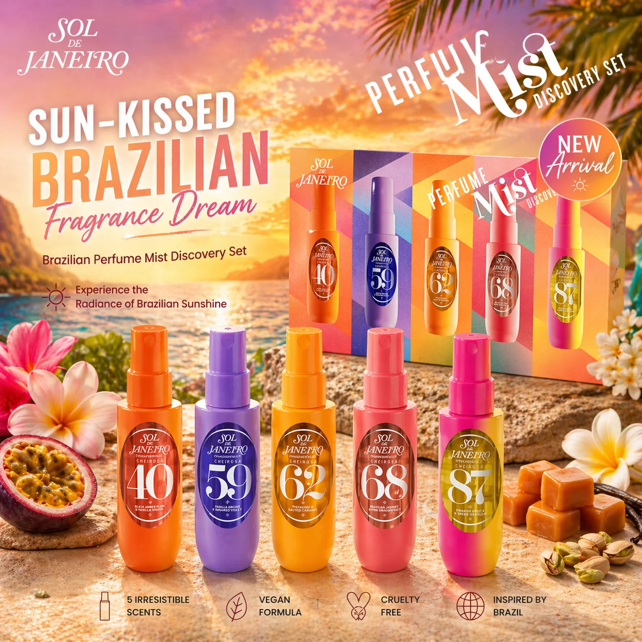 🌸Coffret de 5 Brumes Parfumées – Collection Évasion Tropicale🍃