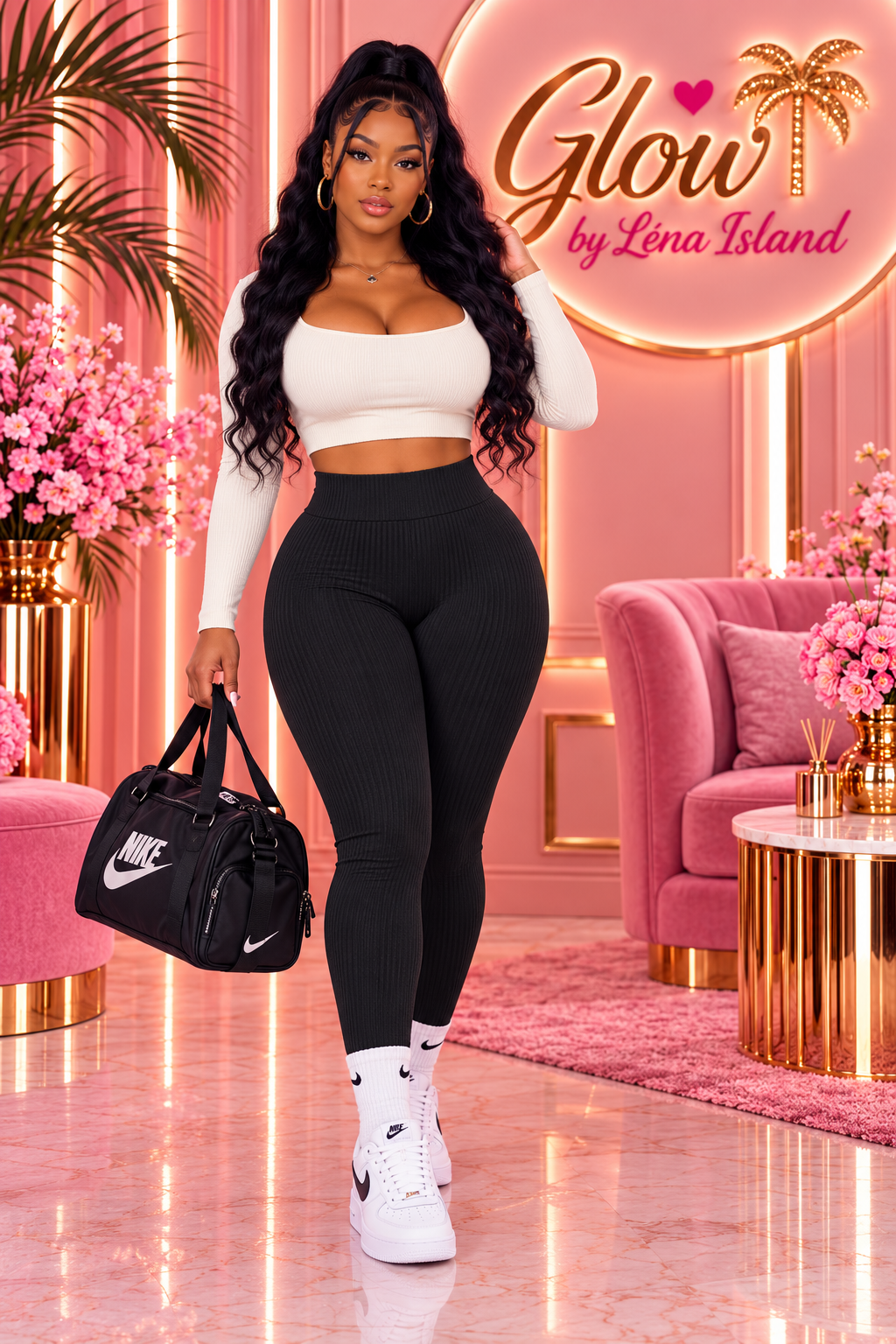 🌸 Legging Côtelé Femme Gainant – Taille Haute & Confort Absolu ✨🦋