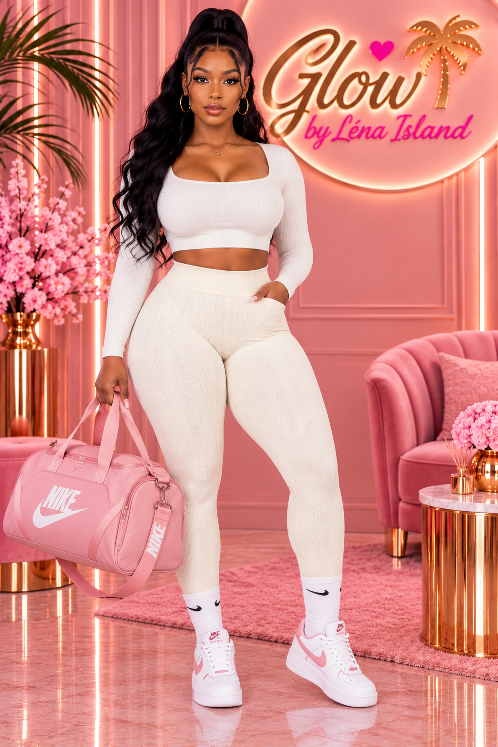 🌸 Legging Côtelé Femme Gainant – Taille Haute & Confort Absolu ✨🦋