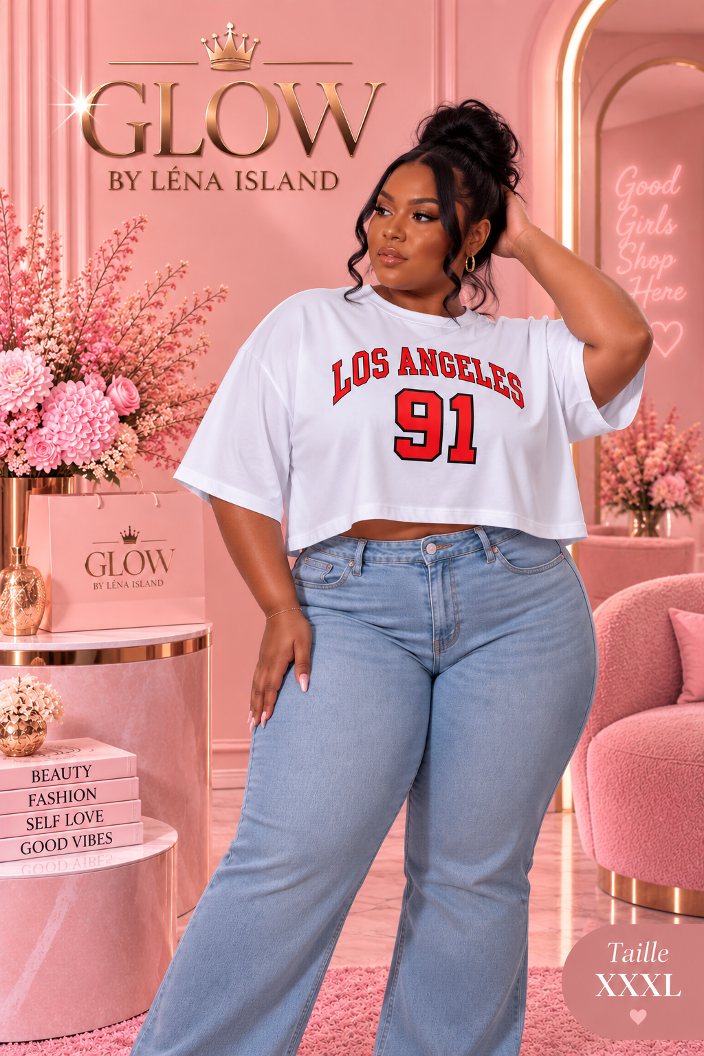 🦋 T-shirt Crop Top Sport Femme « 91 » ❤️🖤
