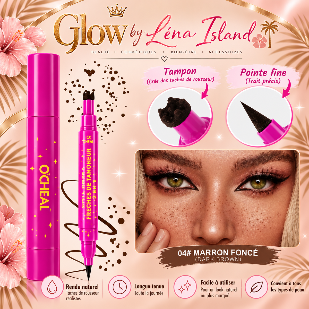✨Stylo à Taches de Rousseur Double Embout – Effet Naturel & Waterproof 🧸🤎