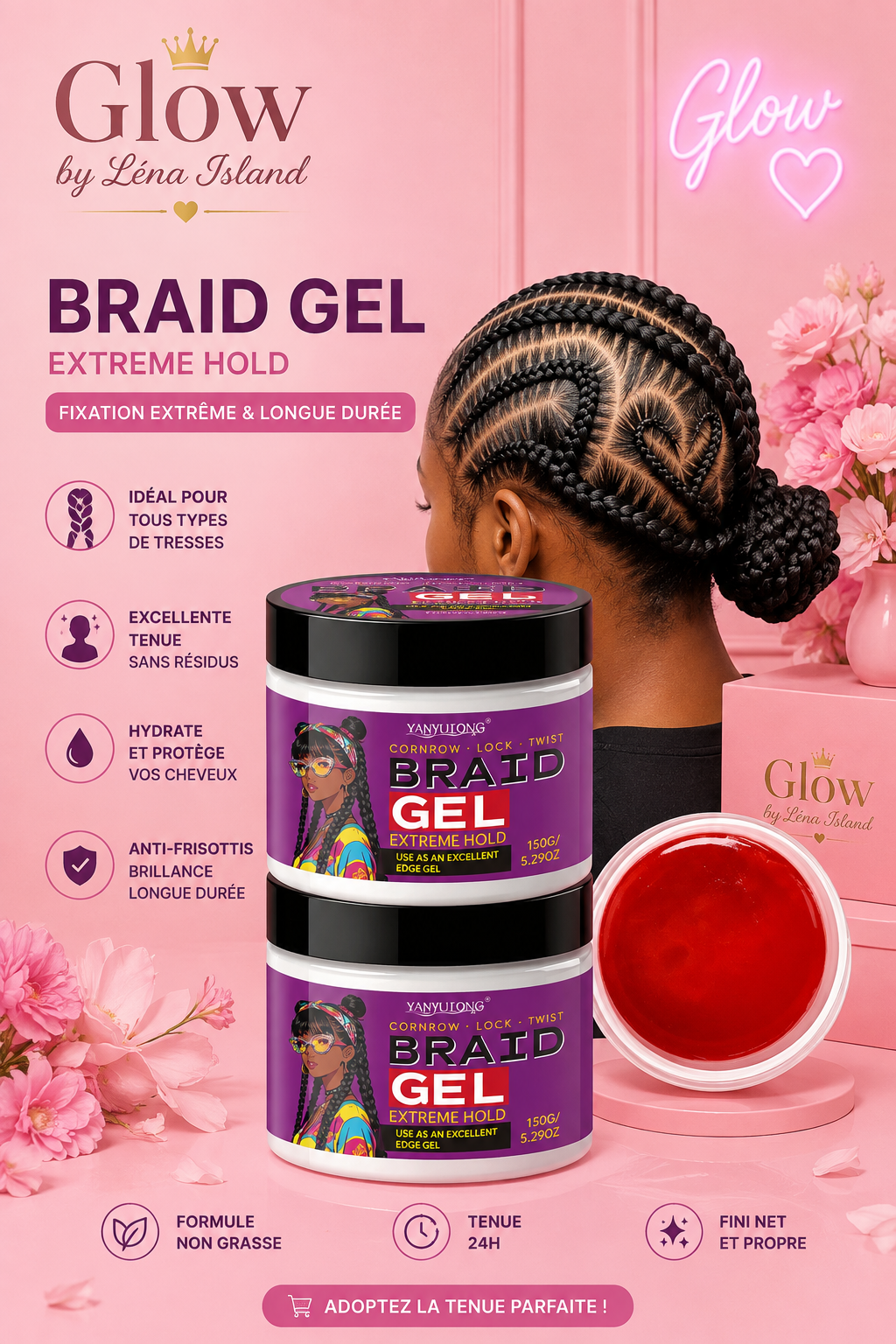 Braid Gel Extreme Hold 💕 – Gel Coiffant Anti-Frisottis