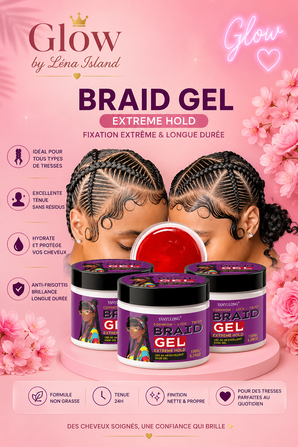 Braid Gel Extreme Hold 💕 – Gel Coiffant Anti-Frisottis