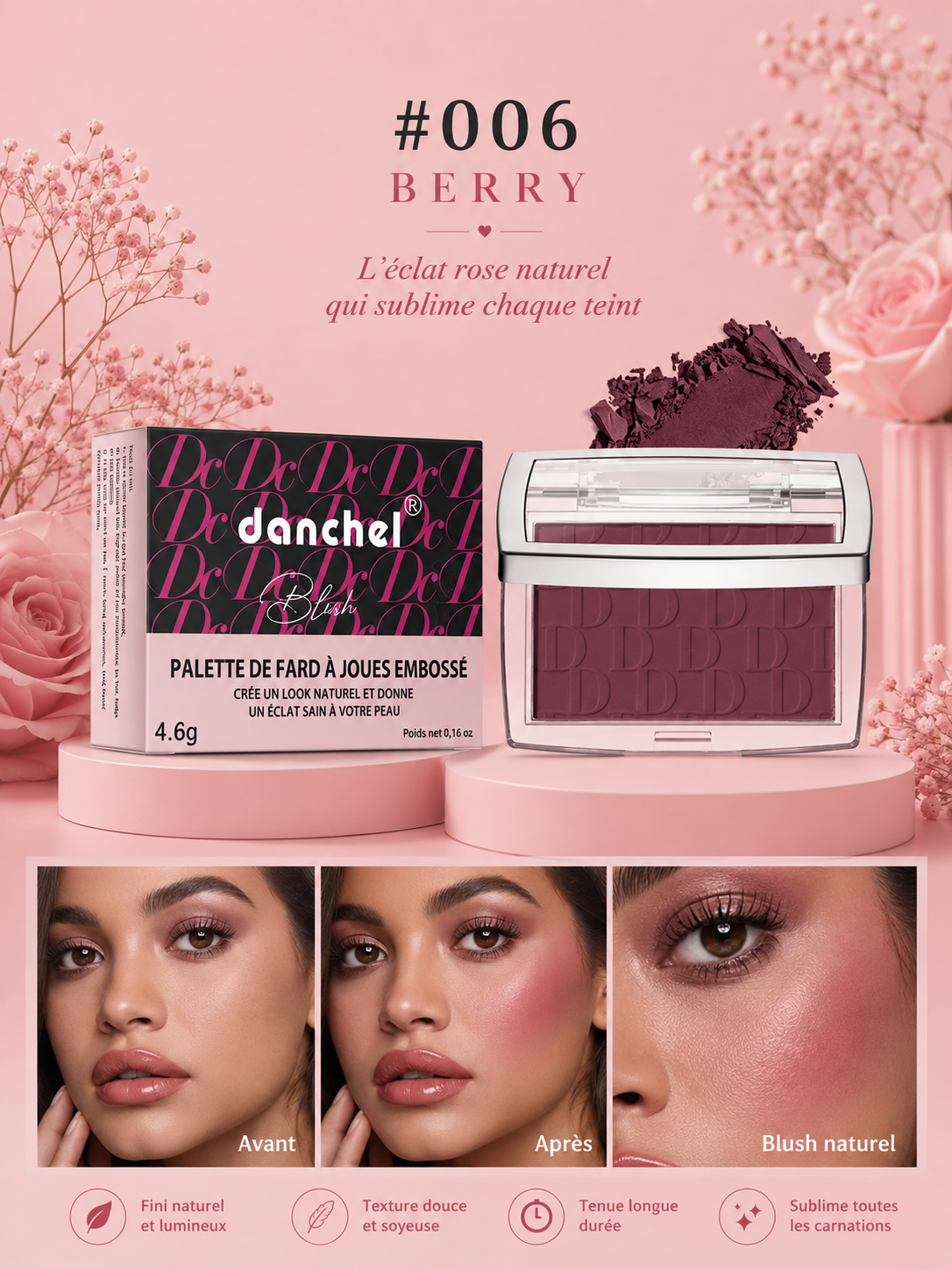 🌸 Blush Poudré Velours — Teint Éclat Naturel🌸
