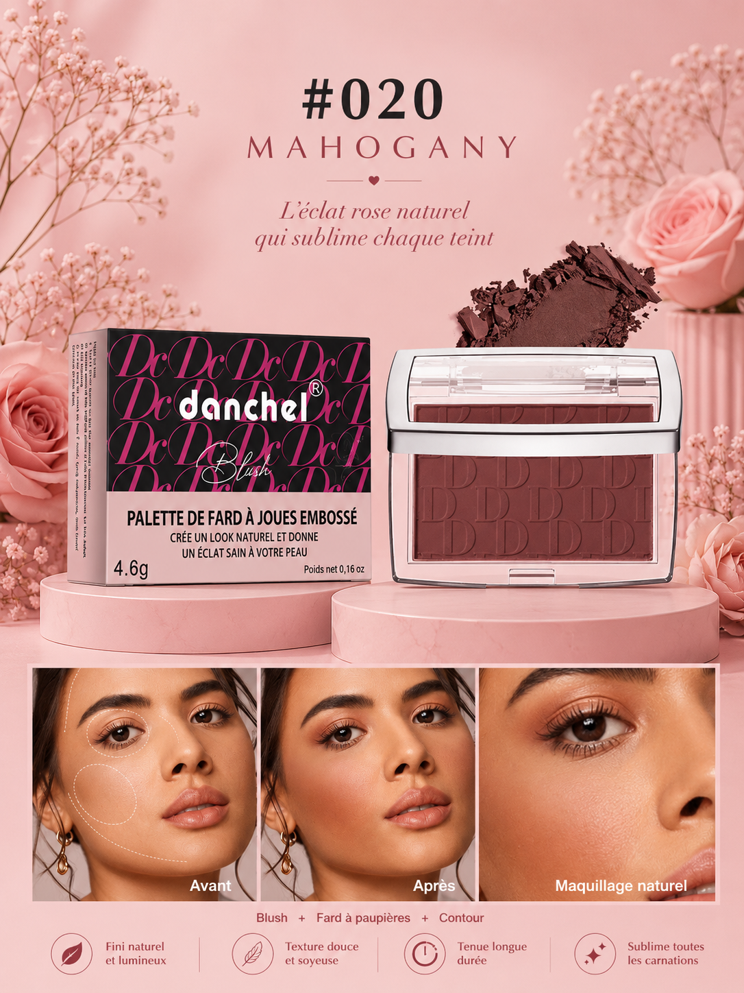 🌸 Blush Poudré Velours — Teint Éclat Naturel🌸
