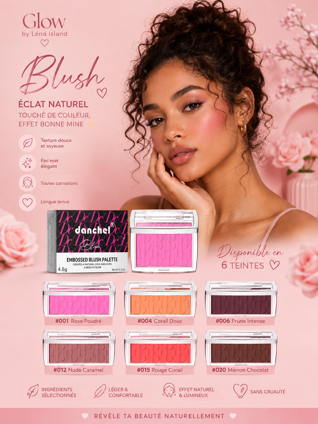 🌸 Blush Poudré Velours — Teint Éclat Naturel🌸