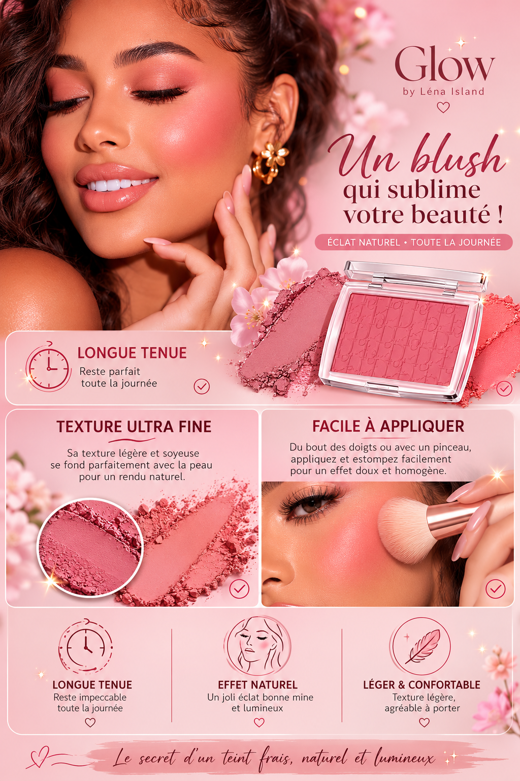 🌸 Blush Poudré Velours — Teint Éclat Naturel🌸