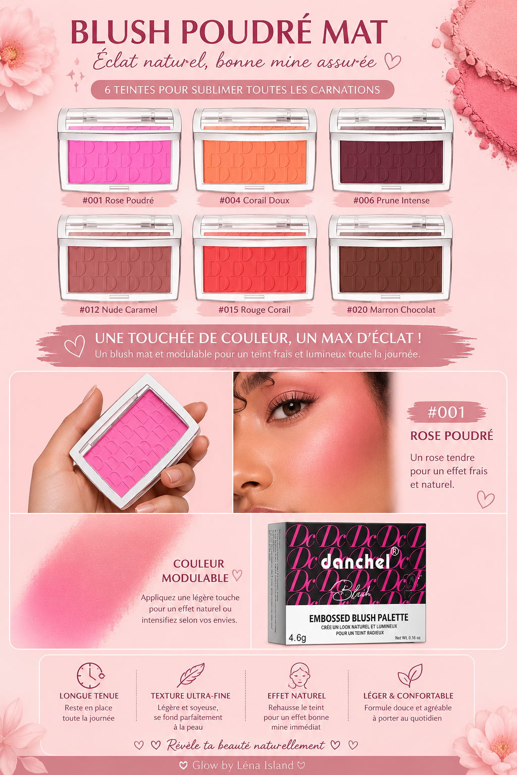 🌸 Blush Poudré Velours — Teint Éclat Naturel🌸