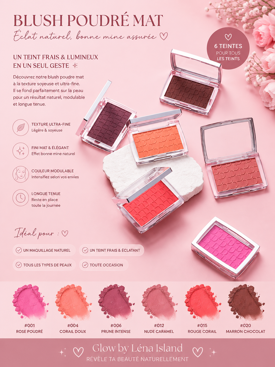 🌸 Blush Poudré Velours — Teint Éclat Naturel🌸
