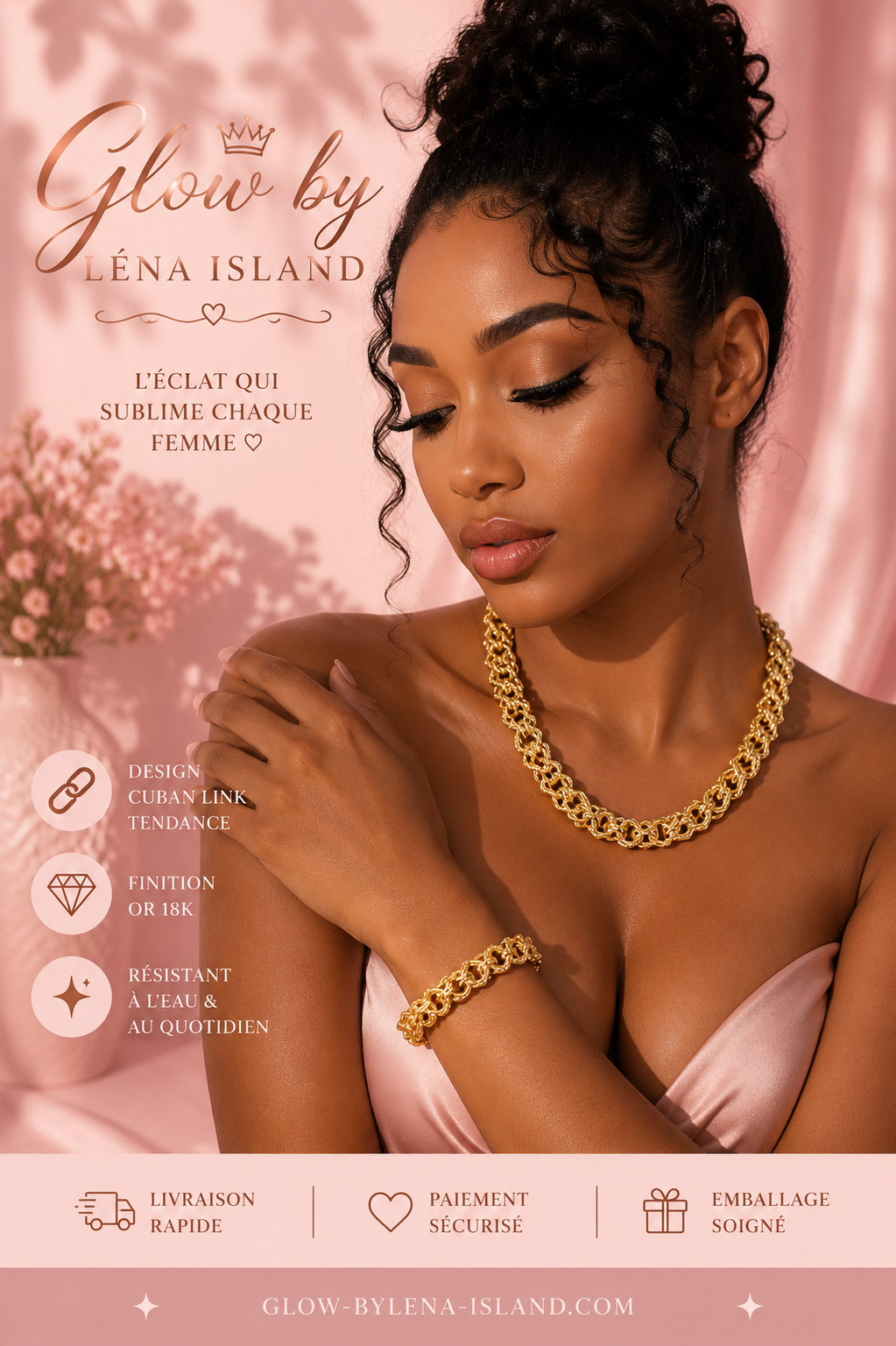 ✨ Collier Cuban Link 18K Gold – Glow by Léna Island ✨