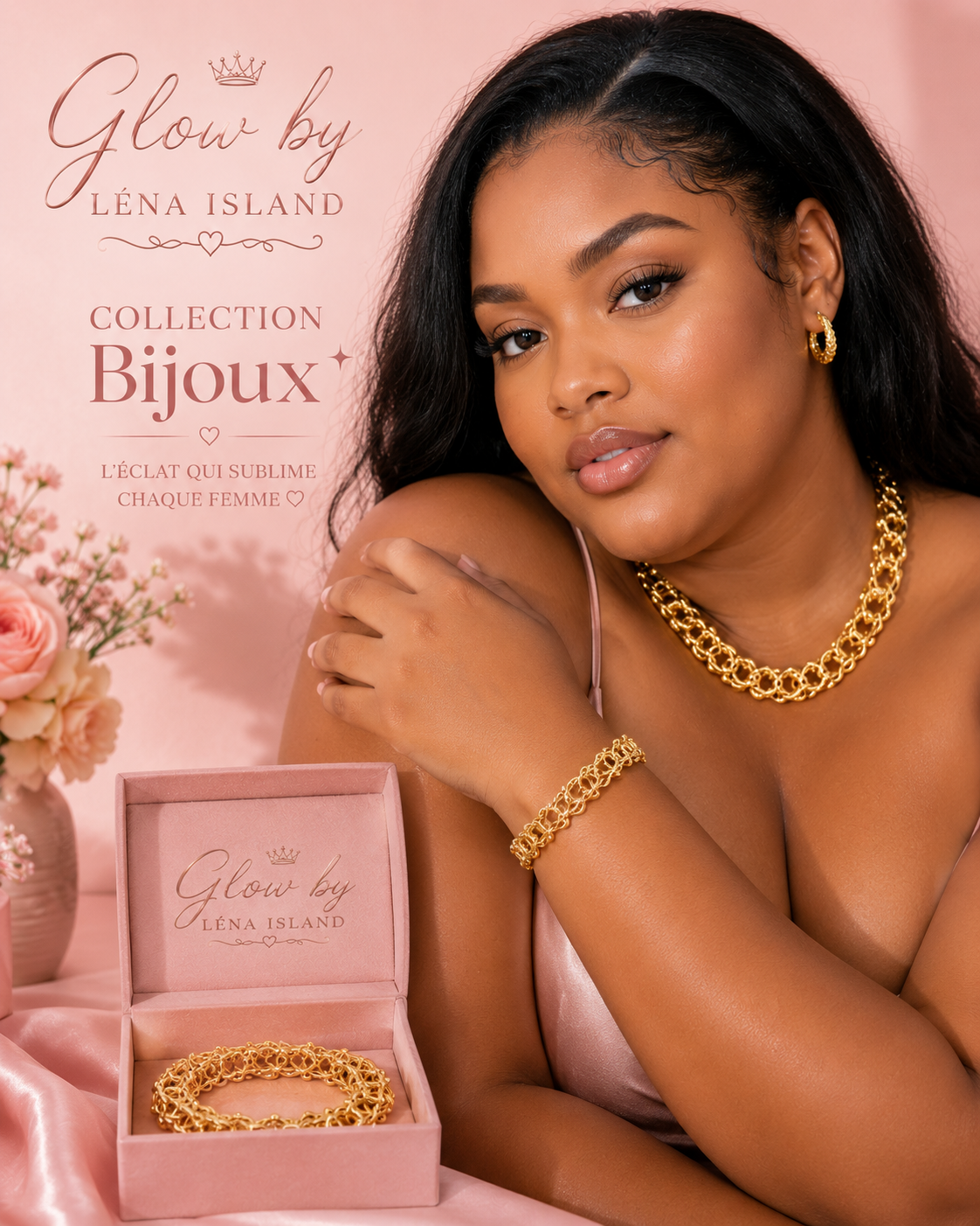 💎✨Bracelet Chaîne Dorée Entrelacée – Glow by Léna Island ✨