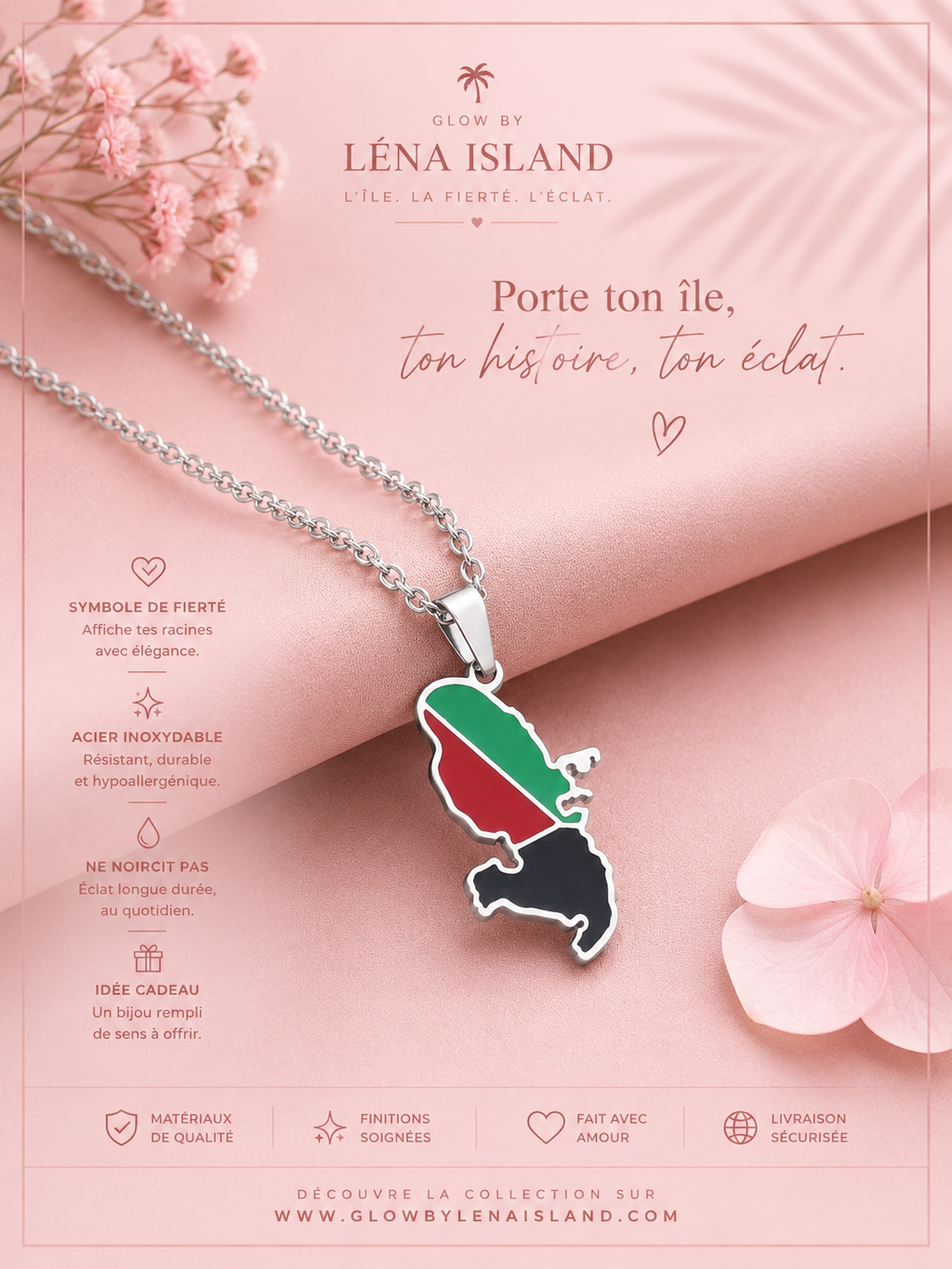 🇲🇶 Pendentif Martinique – Une île, une histoire, une fierté ✨