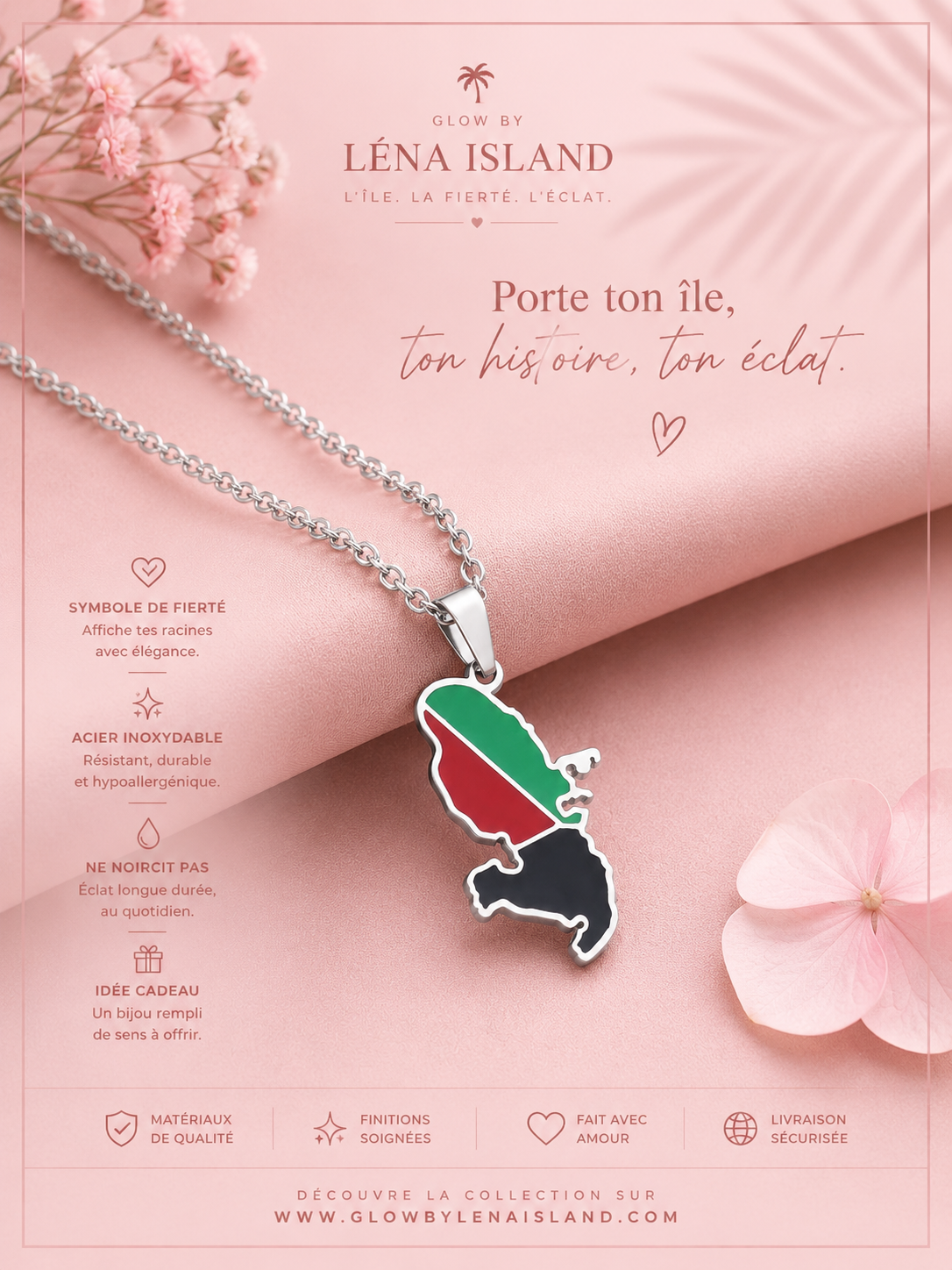 🇲🇶 Pendentif Martinique – Une île, une histoire, une fierté ✨