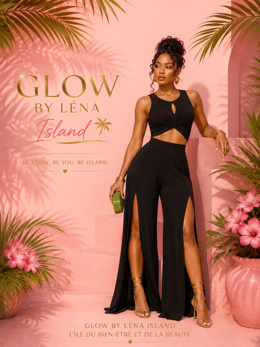 ✨ Ensemble 2 Pièces Sexy – Crop Top & Pantalon Fendu 💕