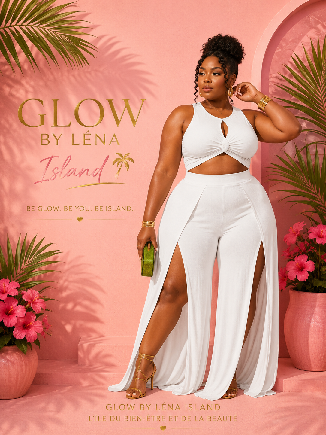 ✨ Ensemble 2 Pièces Sexy – Crop Top & Pantalon Fendu 💕