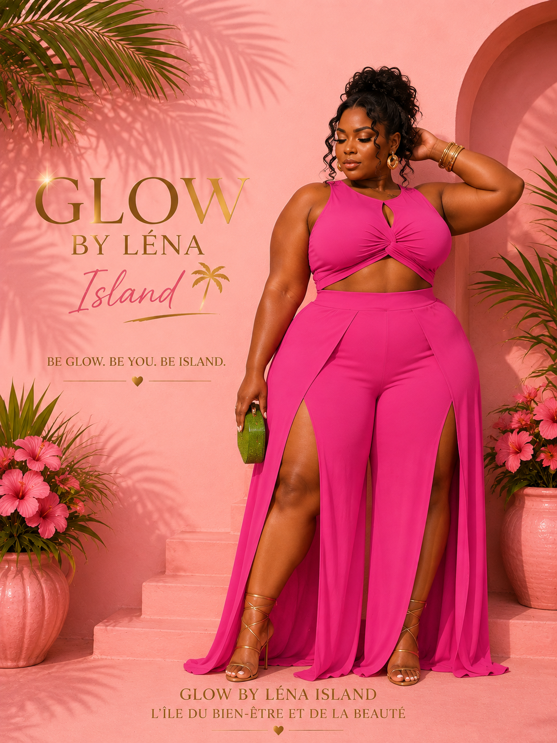 ✨ Ensemble 2 Pièces Sexy – Crop Top & Pantalon Fendu 💕