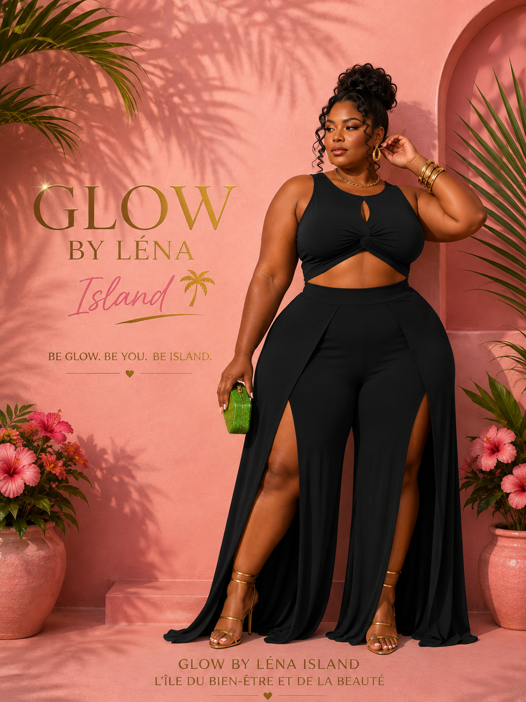 ✨ Ensemble 2 Pièces Sexy – Crop Top & Pantalon Fendu 💕