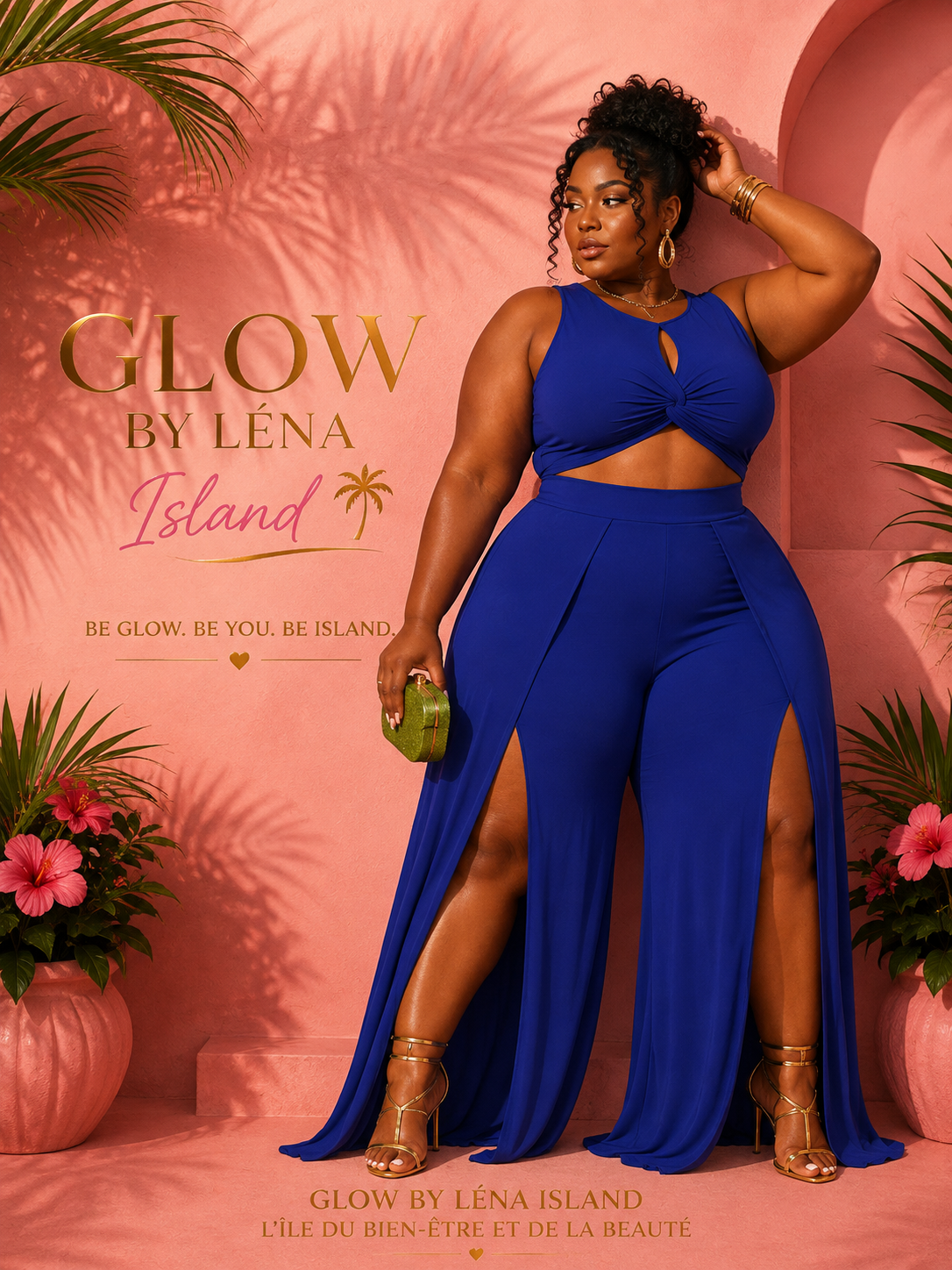 ✨ Ensemble 2 Pièces Sexy – Crop Top & Pantalon Fendu 💕