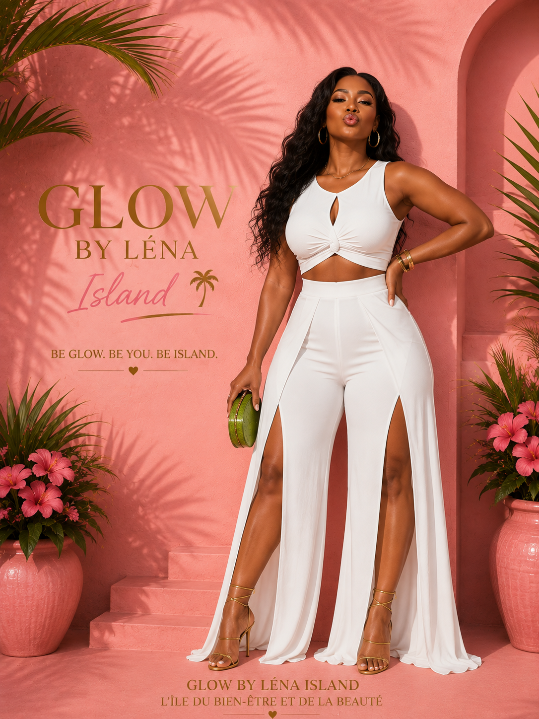 ✨ Ensemble 2 Pièces Sexy – Crop Top & Pantalon Fendu 💕