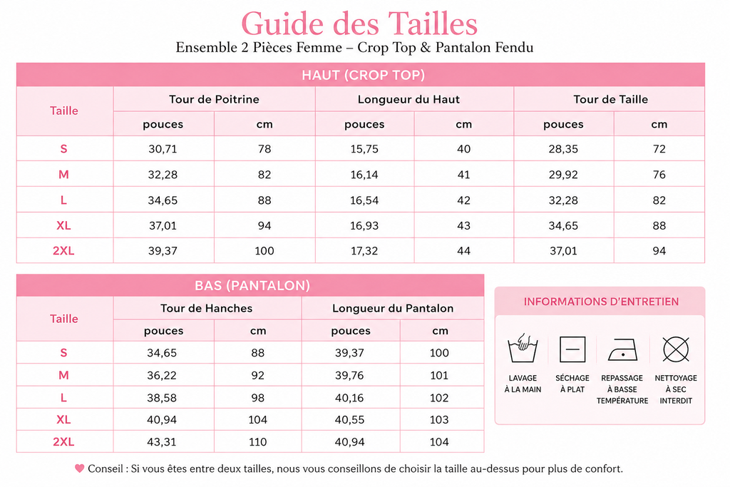 ✨ Ensemble 2 Pièces Sexy – Crop Top & Pantalon Fendu 💕