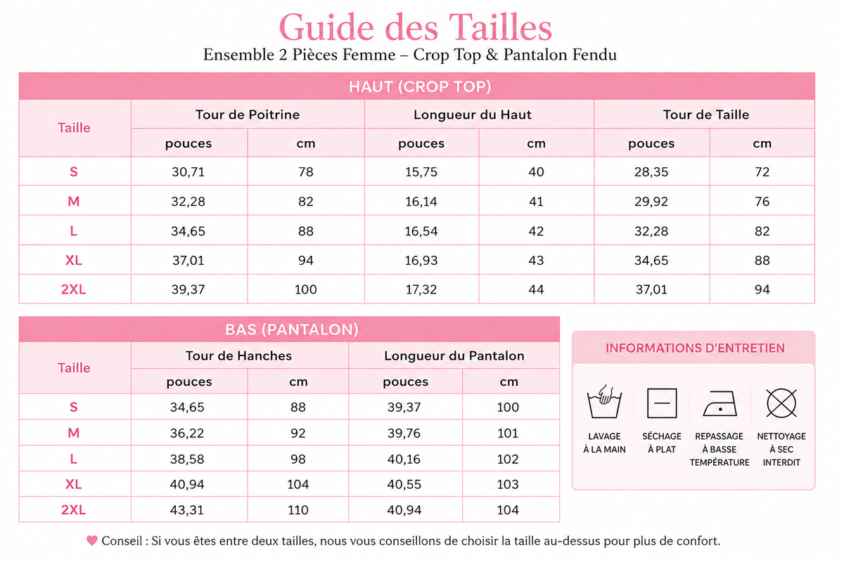 ✨ Ensemble 2 Pièces Sexy – Crop Top & Pantalon Fendu 💕