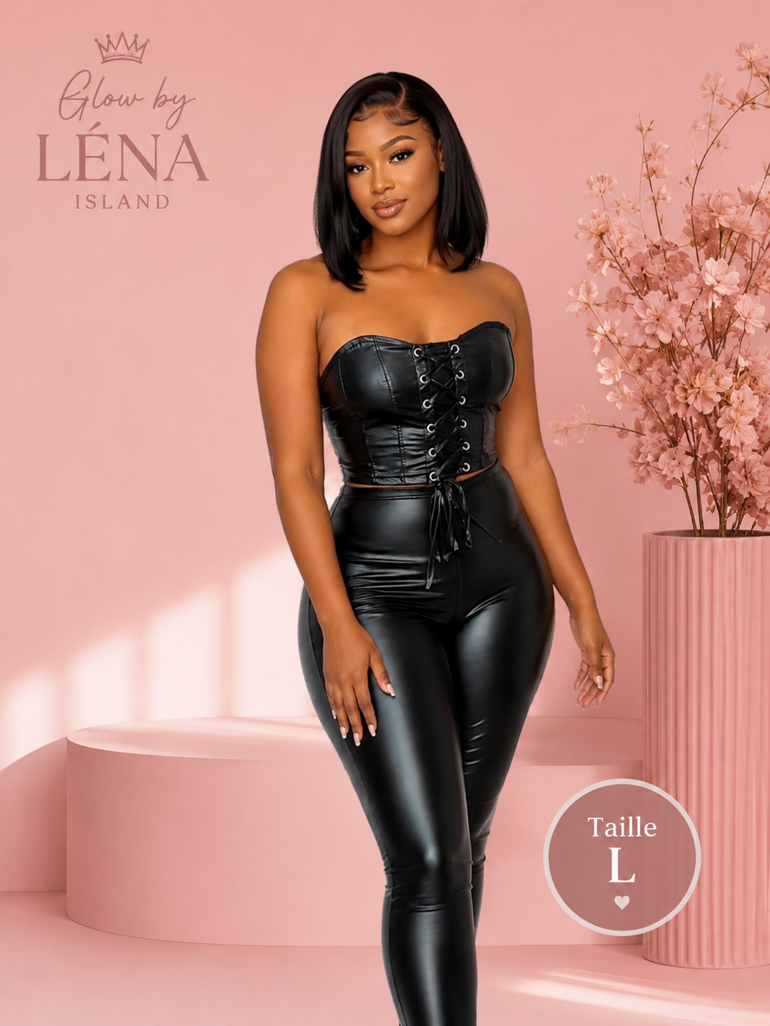 🖤 Ensemble 2 pièces en similicuir – Chic & Tendance