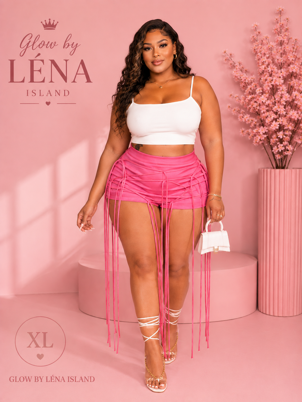 Short Taille Haute Effet Simili Cuir à Lacets ✨