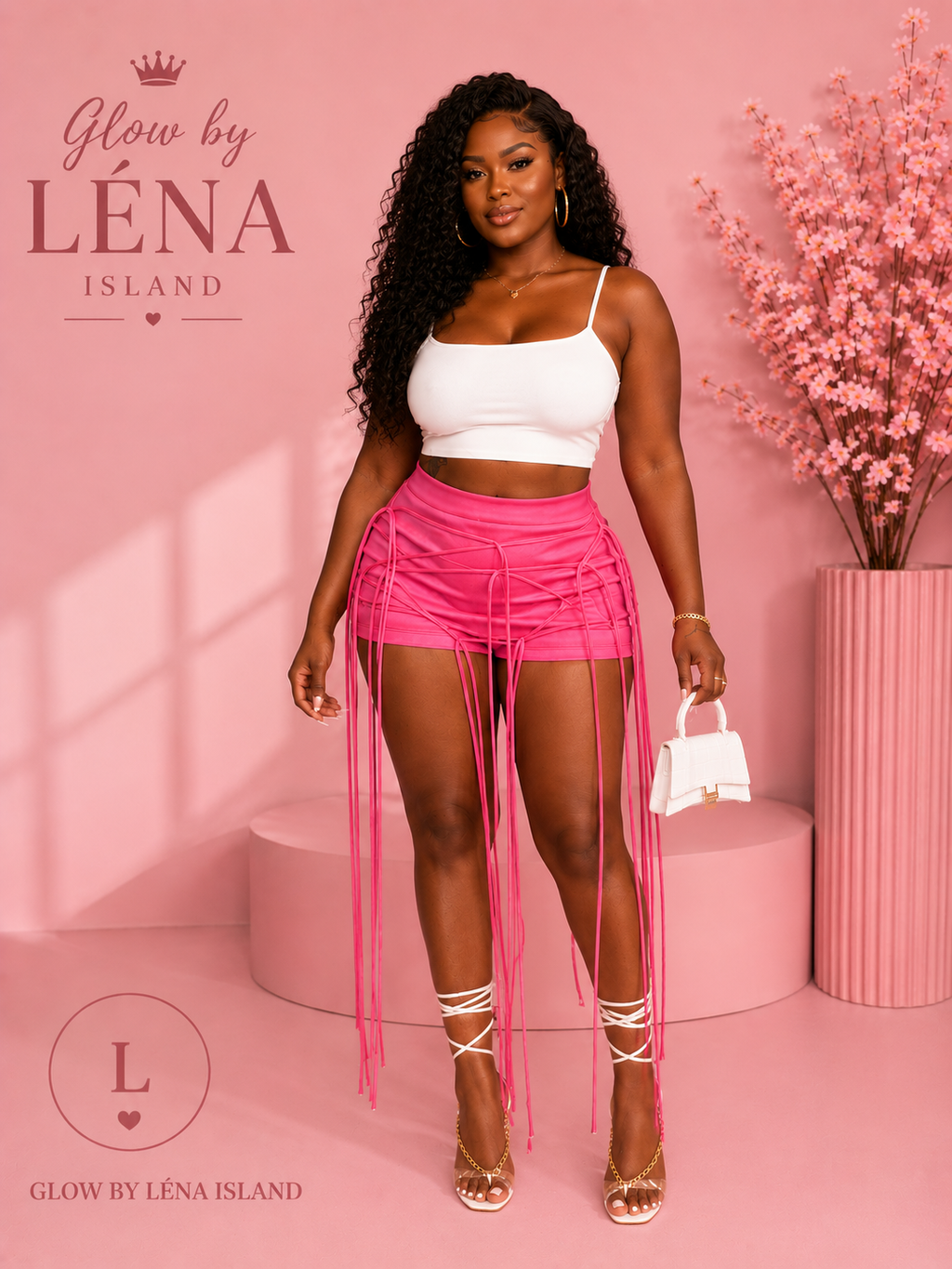 Short Taille Haute Effet Simili Cuir à Lacets ✨