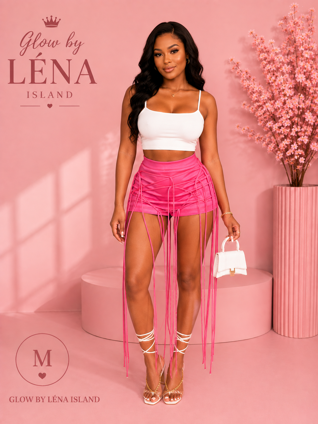 Short Taille Haute Effet Simili Cuir à Lacets ✨