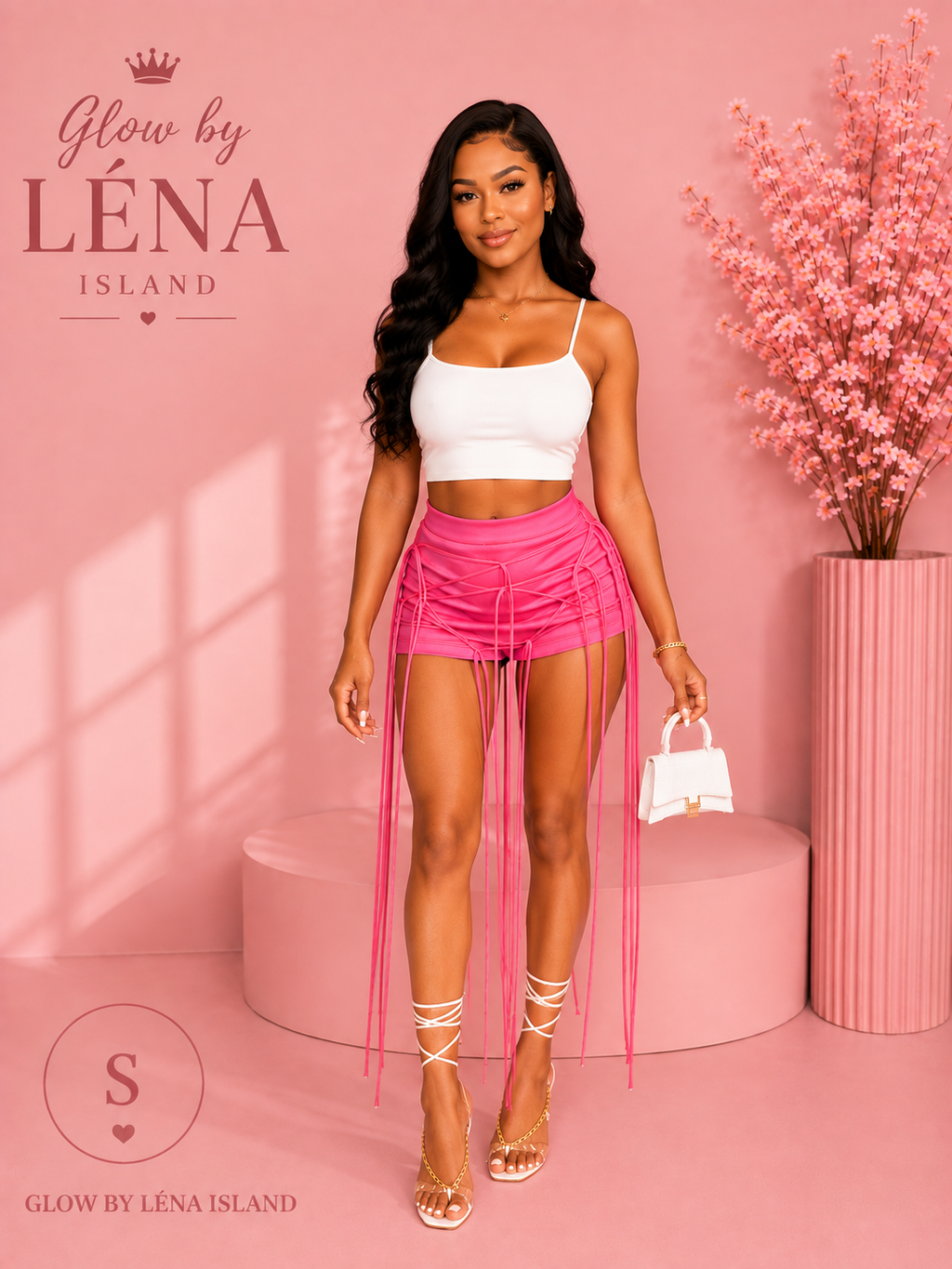 Short Taille Haute Effet Simili Cuir à Lacets ✨
