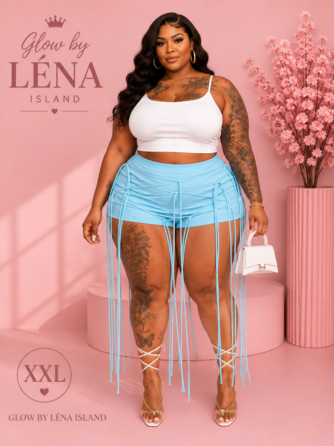 Short Taille Haute Effet Simili Cuir à Lacets ✨