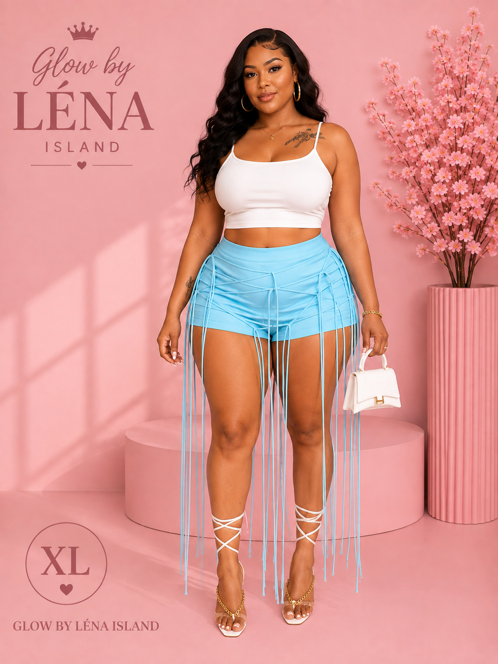 Short Taille Haute Effet Simili Cuir à Lacets ✨