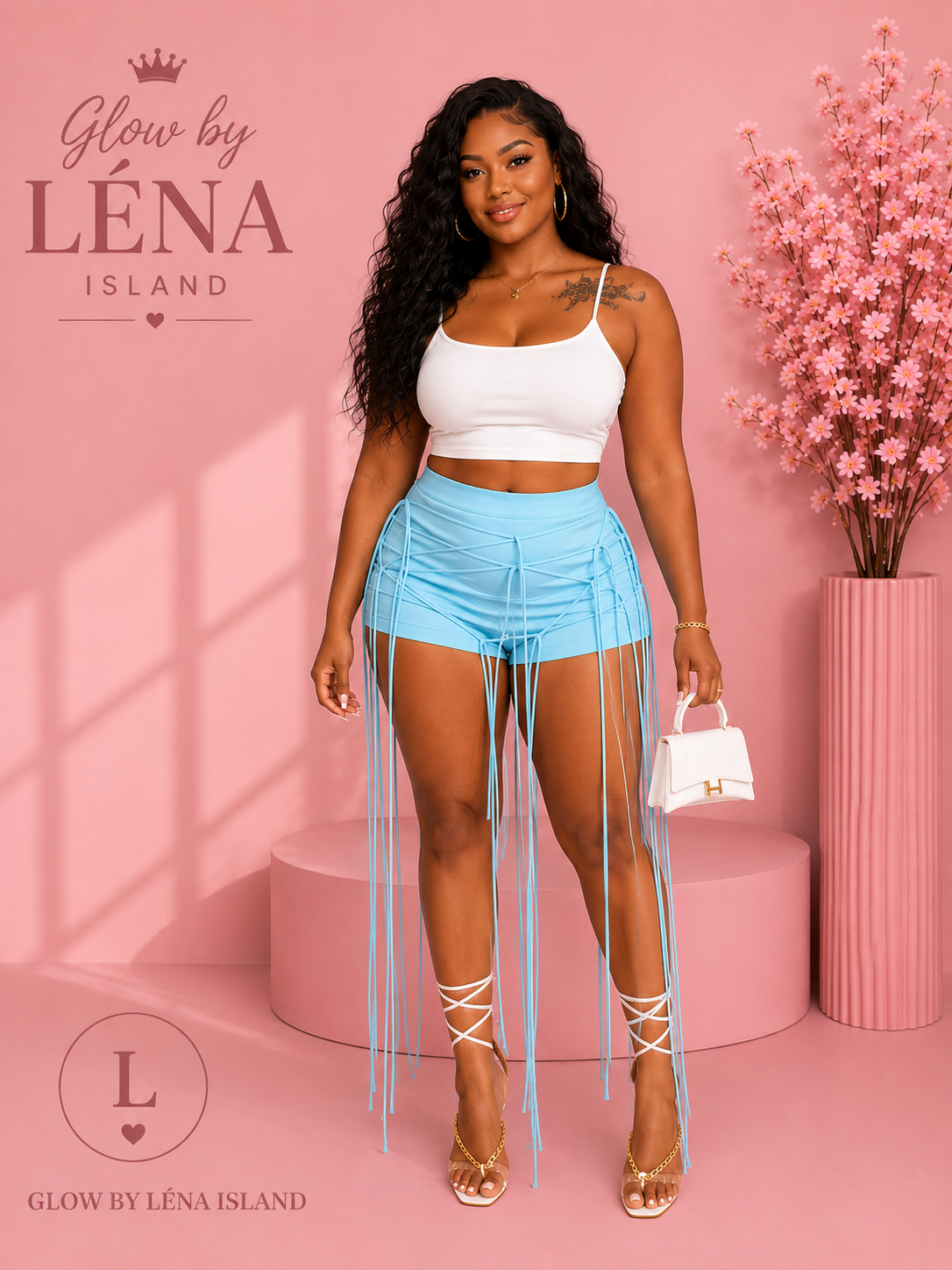 Short Taille Haute Effet Simili Cuir à Lacets ✨