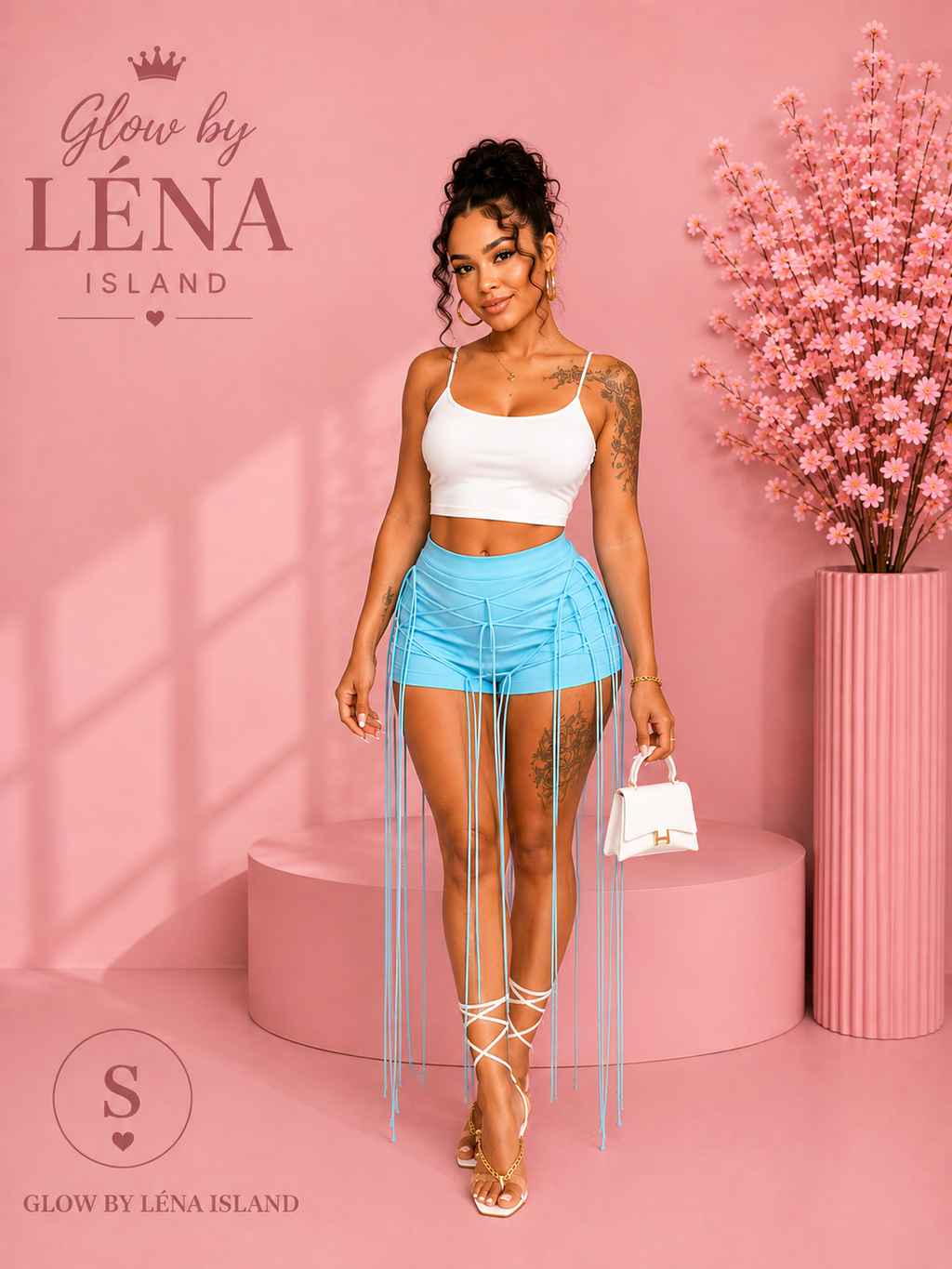Short Taille Haute Effet Simili Cuir à Lacets ✨