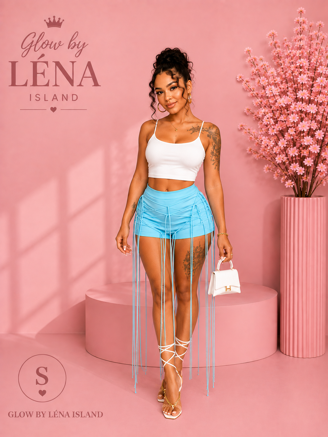 Short Taille Haute Effet Simili Cuir à Lacets ✨
