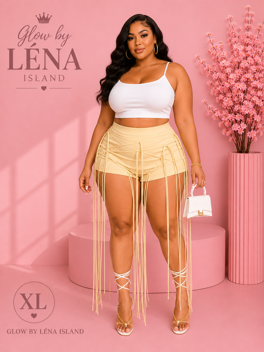 Short Taille Haute Effet Simili Cuir à Lacets ✨