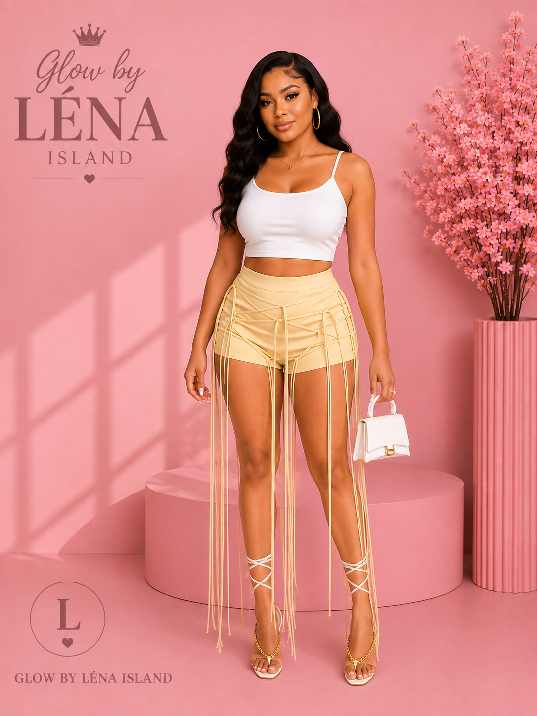 Short Taille Haute Effet Simili Cuir à Lacets ✨