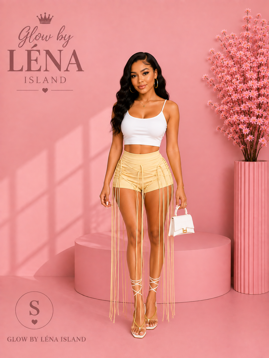 Short Taille Haute Effet Simili Cuir à Lacets ✨