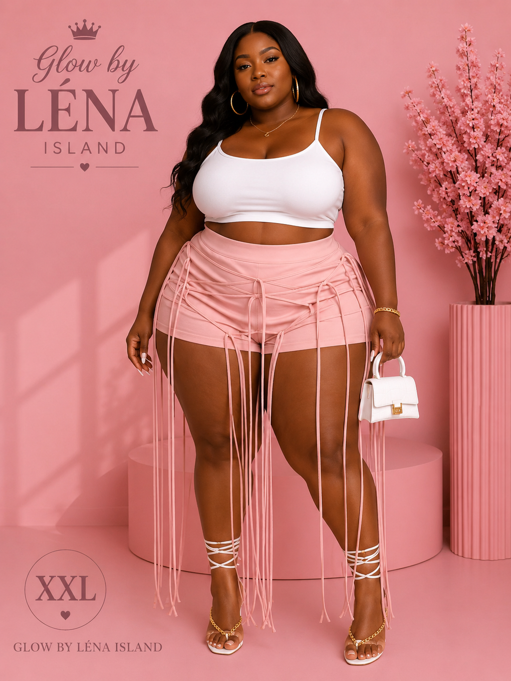 Short Taille Haute Effet Simili Cuir à Lacets ✨