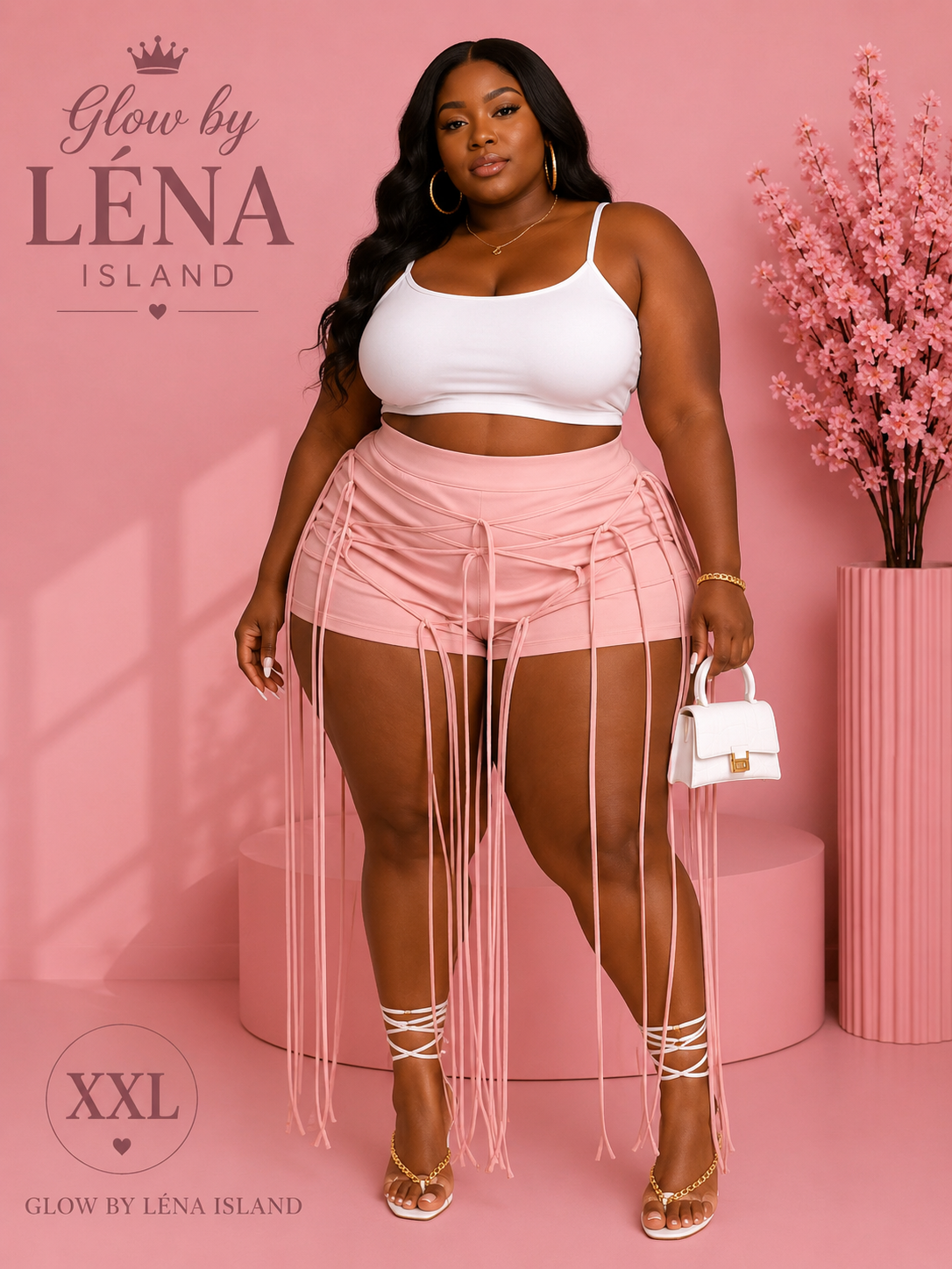 Short Taille Haute Effet Simili Cuir à Lacets ✨
