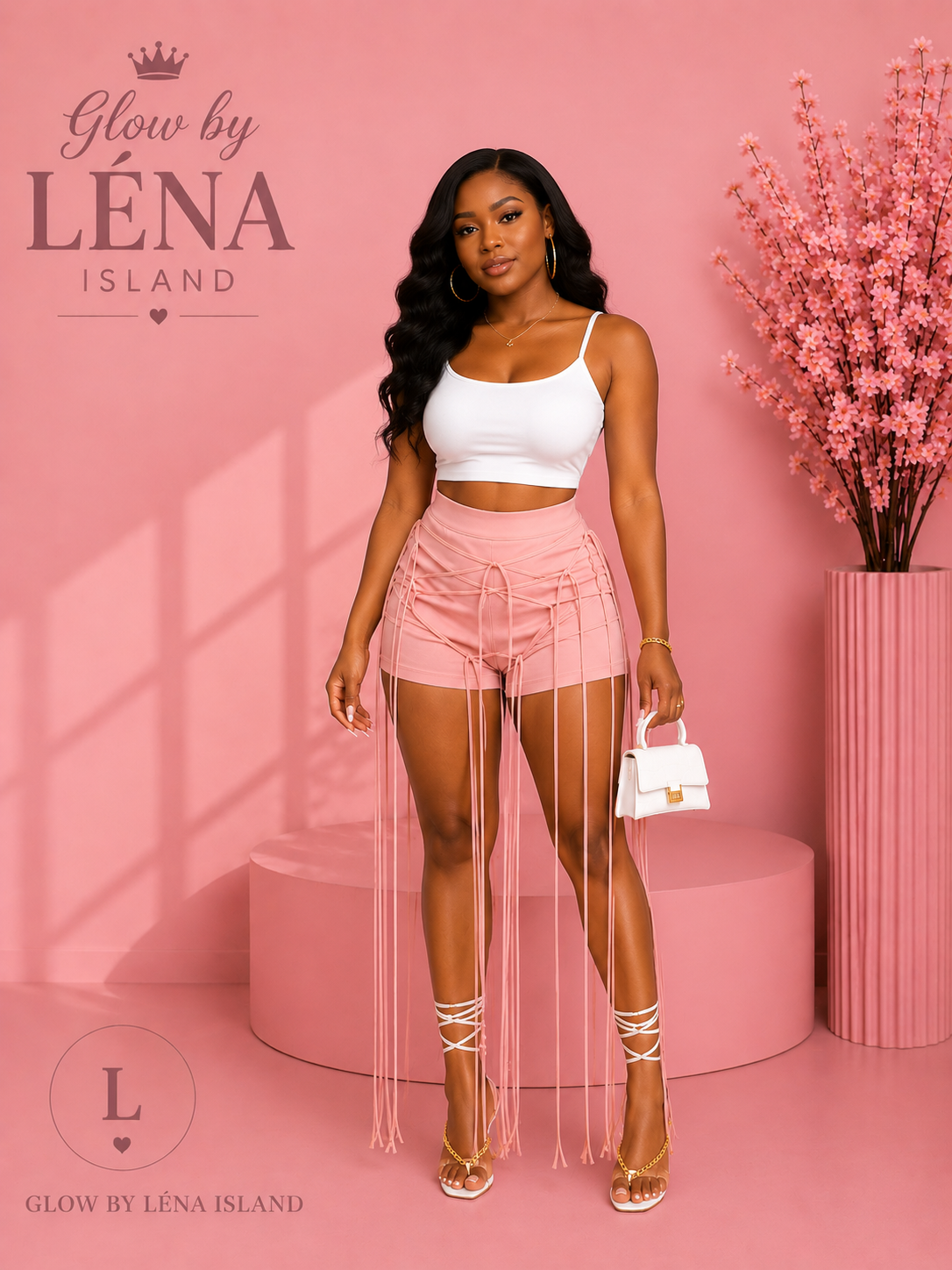 Short Taille Haute Effet Simili Cuir à Lacets ✨
