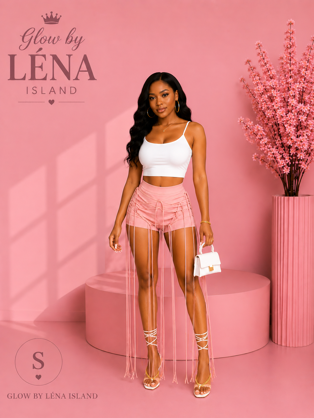 Short Taille Haute Effet Simili Cuir à Lacets ✨