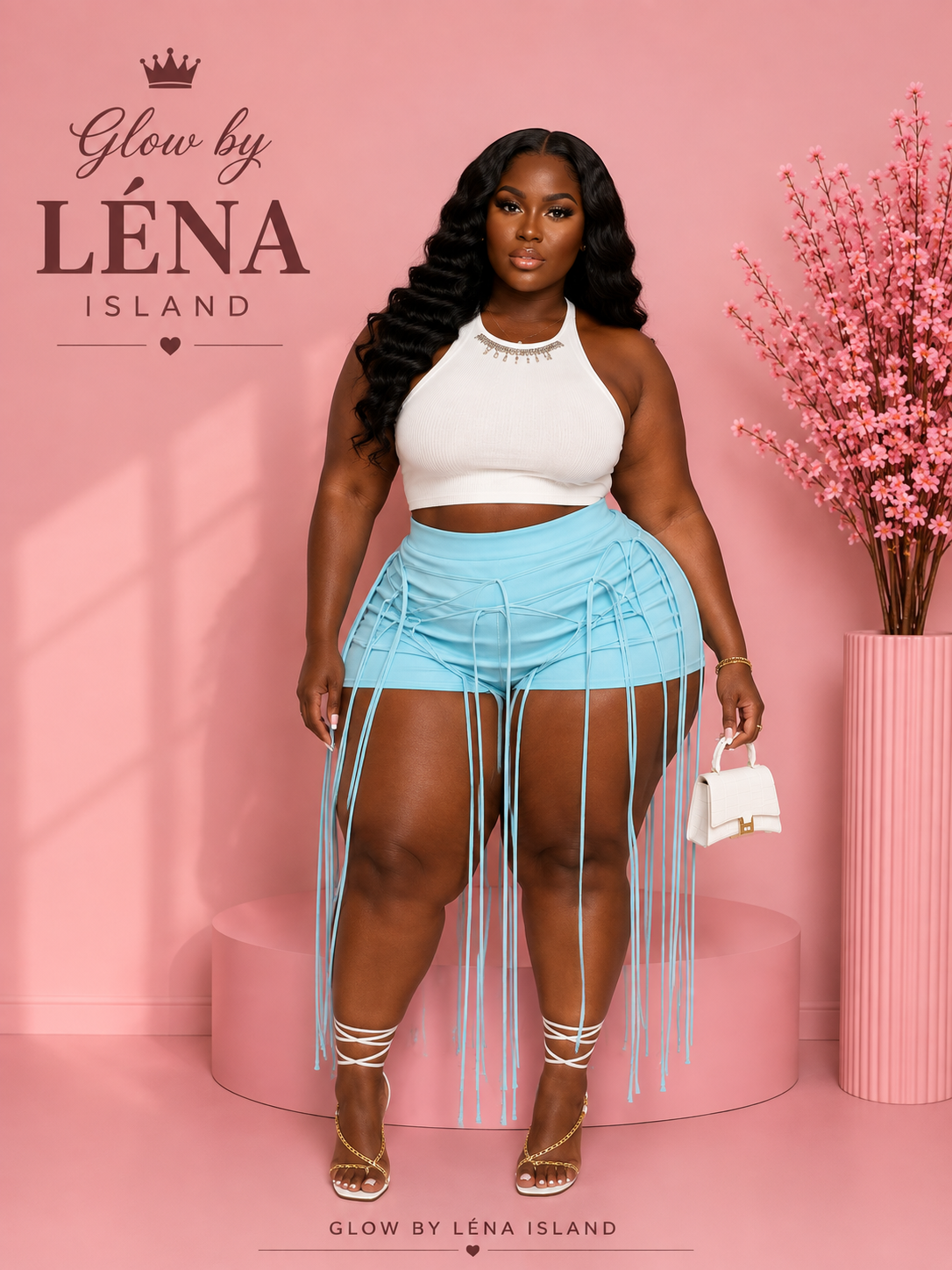Short Taille Haute Effet Simili Cuir à Lacets ✨